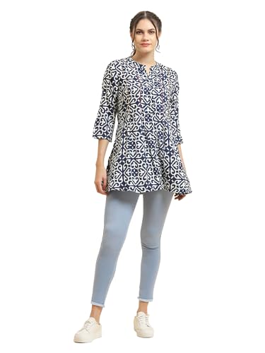 Image of Shree Women Liva (Rayon) White Floral Print Kurta