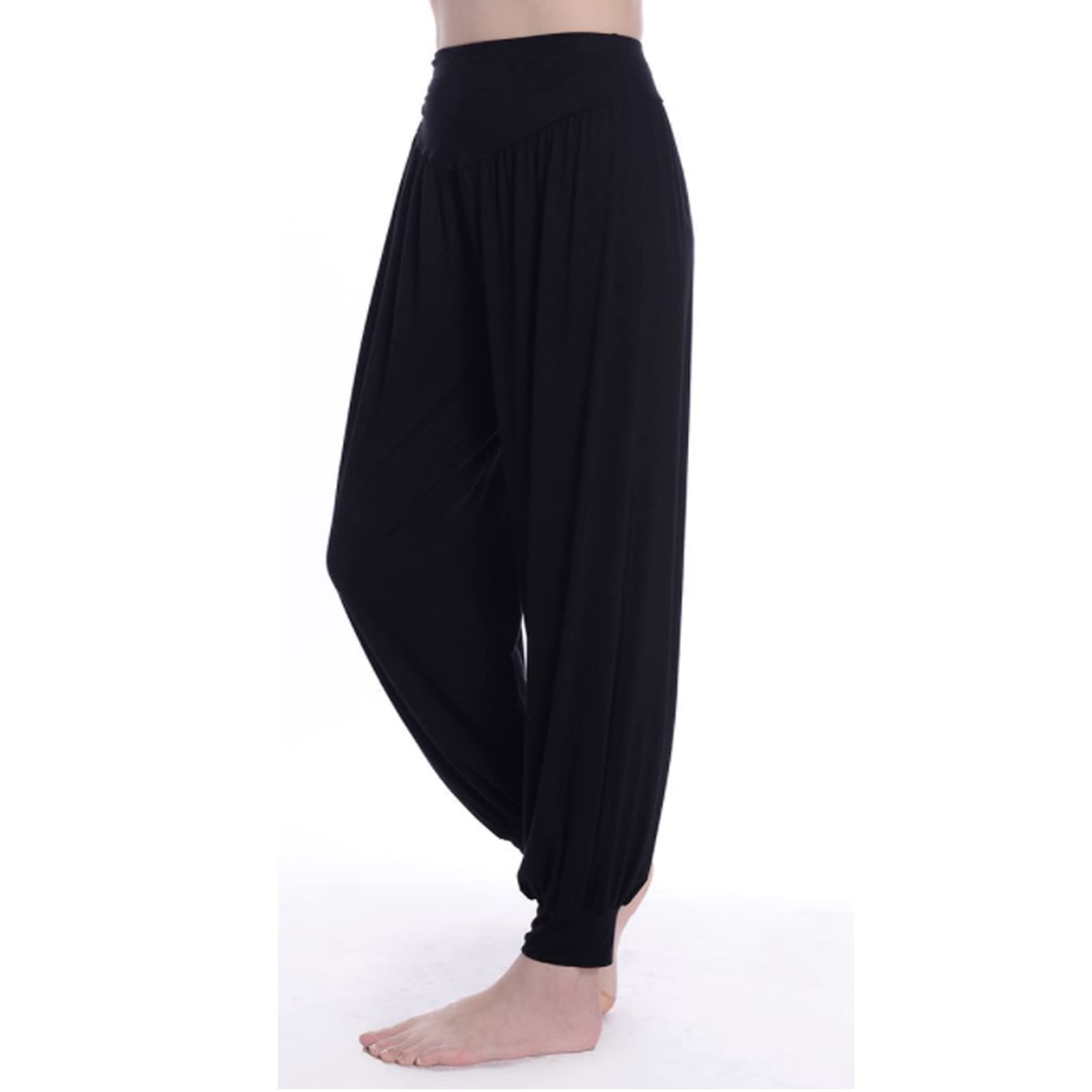 AMYTIS Haremshose Damen Lang, Sommer Einfarbig Sport Yogahose Workout Fitness Stretch Yoga Hose mit Hoher Taille für Damen Pumphose Yoga Pilates Hosen S-XXL