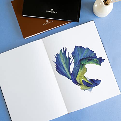 Image of MENORAH - Artist Sketch Book - A4-115 GSM (160 Pages / 80 Sheets) Drawing Notebook - Hard Bound Book - (29.7 cm x 21 cm) - Completely Handmade - Portrait- Dark Blue