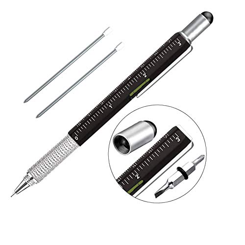 Pen Gifts for Men, Huhoo Cool Gadgets Tools Multi Tech Pen for Men, Personalized Gifts for Dad or Him, Funny Gift for Christmas, Father s Day, Valentines or Birthdays (Black-6, 6 IN 1-Short)