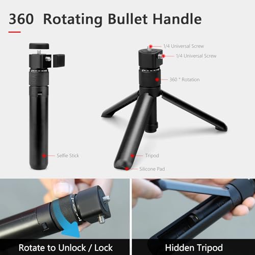 Image of 3 in 1 Bullet Time Handle Grip with Invisible Stick 360 Degree Rotation for Action Camera Insta 360 One X4, X3, ONE R, RS, Ace Pro, RS Go 3, RS Go 2 (Handle Grip + Stick)