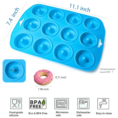 Cupidove Silicone Donut Pan, Bite Size Silicone Donut Molds for baking, Mini Donut Mold Heat Resistant, Mini Baking Mold for baking delicious donuts, Non-stick Bottom, Easy to Clean