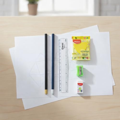 Image of MAPED Essential Writing Kit-Pack Of 10|2 Grey Pencils, 1Magic Stone, 1 Longtip Sharpener, 1 Eraser, 1 Scale| Navratri Return Gift|Writing Kit For Students|Gift Set For Kanya Poojan, Kanjak Puja