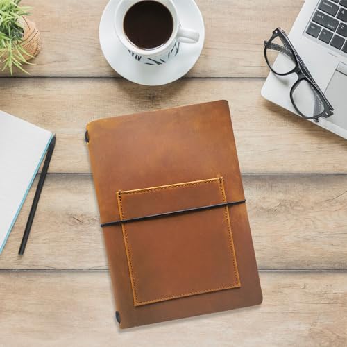 KISSKI·H Olvido Capa de couro para diários de viagem para homens, pequena capa de couro recarregável