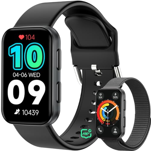 MorePro AIR2 Fitness Tracker, Smart Watch with 24/7 Heart Rate and Blood Pressure, Step Calorie Counter, Sleep & Blood oxy-gen Monitor, IP68 Waterproof Fitness Watch for Women Men Andriod iOS(Black)