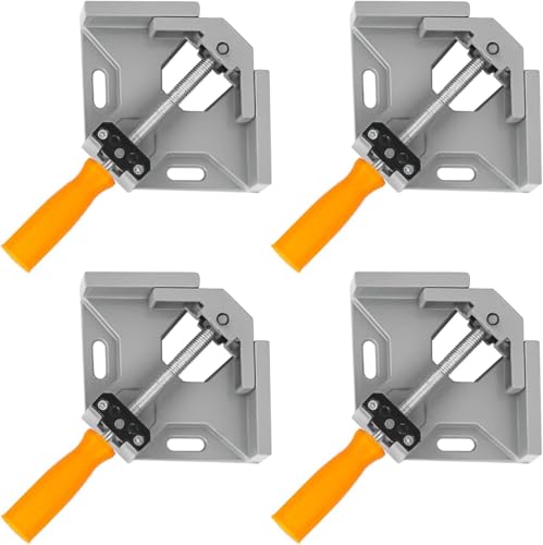 4 Pièces Serre Joint Menuisier 90 Degrés, Serre Joint Angle, Pince de Serres-Joints Mâchoire Pivotante Réglable, Menuiserie Outillage, Outils à Mainpinces...