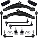 TUCAREST 12Pcs Suspension Kit Fit For 2009-2020 Do-dge Journey, 2 Front Lower Control Arm + 2 Ball joint + 4 Outer Inner Tie Rod + 2 Sway Bar [# K641333 K641334 K750382 K500120 EV800611 ES800408]