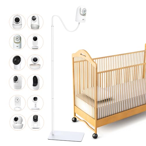 Image of Baby Monitor Floor Stand Holder Compatible with Infant Optics DXR-8 Pro,Nanit Pro, Babysense, Owlet, Eufy, HelloBaby, Motorola, VTech, Other Baby Monitor with 1/4 Screw Hole, Height Adjustable 68"