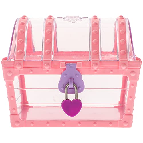 jojofuny Girls Treasure Chest Jewelry Box, Princess Diamond Storage Organizer, Lockable Kids Trinket Box for Pretend Play and Gift Storage, Pink Abs Material, 5.5 X 4.7 X 4.3 Inches