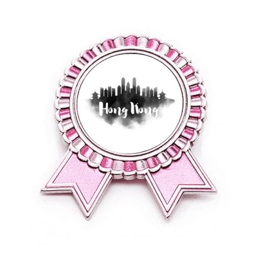 Broche Hong Kong ville d'encre Rose en métal pour sublimer vos vestes au quotidien