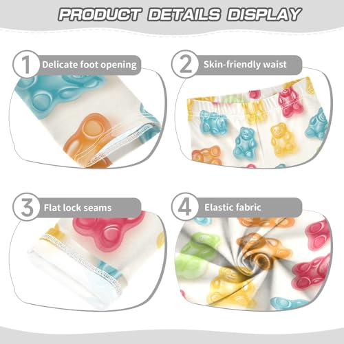 Colorful Gummy Girls Leggings,Workout Leggings for Girls Toddler Athletic Legging Size for 3-10T3