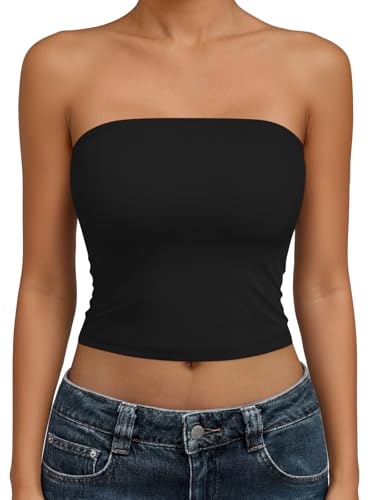 Trendy Queen Womens Tube Tops Strapless Crop Tops Basic Backless Sleeveless Going Out 2026 Spring...