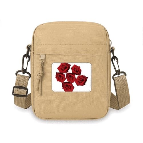 Mini sac à bandoulière téléphone portable à motif fleurs rouges pour vos balades