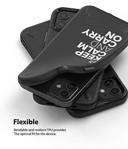 Image of Ringke Onyx Design for iPhone 12 mini Case Back Cover, [Extreme Tough] Rugged Protection Durable Anti-Slip TPU Impact Shock Absorbent for iPhone 12 mini Back Cover Case - Keep Calm and Carry On