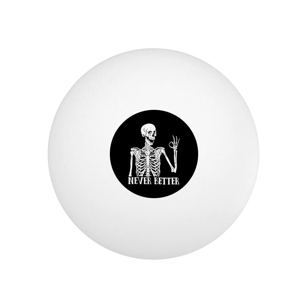 GRAPHICS & MORE Skeleton Never Better Novelty Table Tennis Ping Pong Ball 12 Pack with Storage Bag