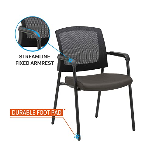 Clatina Office Reception Guest Chair Mesh Back Stacking With Ergonomic Lumbar Support And Thickened Seat Cushion For Waiting Conference Room (Black, 2 Pack) #TOP5