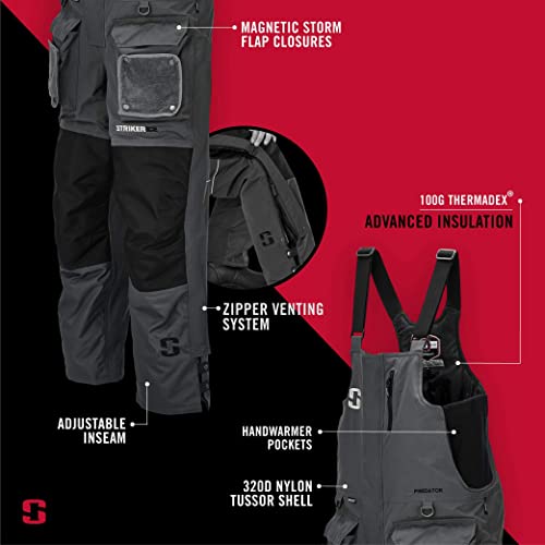 Striker Ice Fishing Bib, Gray, Large #TOP1