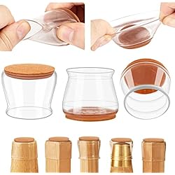 Roylvan Protector para Patas de Silla, 24 PZS Tapa Reutilizable Alta Elasticidad Protector de Suelo Fondo de Fieltro Arañazos Ruidos Almohadilla para Pies de Mesa Sofá Armario Mueble, Transparente