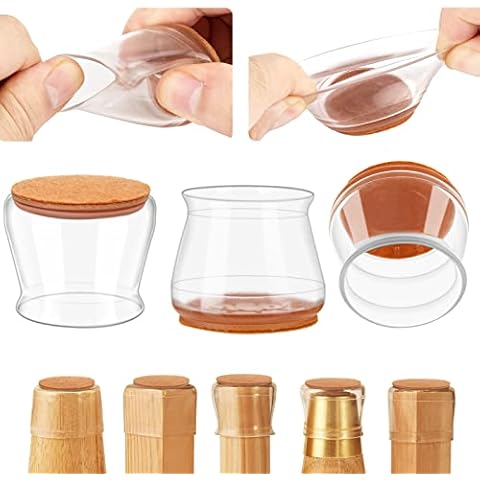 Roylvan 24Pcs Chair Leg Floor Protectors, Furniture Feet Protector Pads, Table feet Covers, Chair Leg Caps Protect Hardwood Laminate Flooring Prevent Floor Scratches and Reduce Noise, Clear Cover