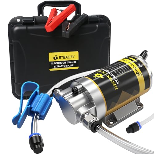 12V 100W Portable Oil Transfer Pump Set, 1-4L/min Engine Oil Pump for Engine Oil, Gear Oil, Lubricating Oil, Electric Self-Priming Motor Oil Extractor Pump for Boat, Car, Truck and Lawnmower