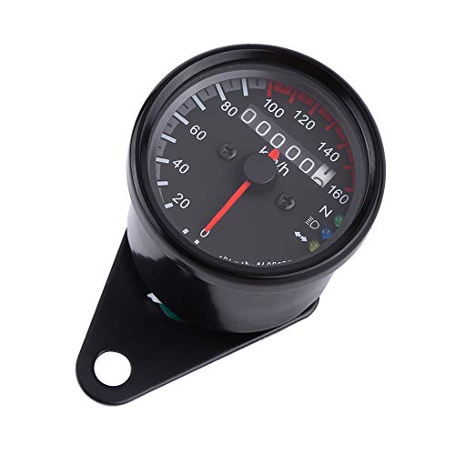 Motorfiets snelheidsmeter universele 12v toerenteller snelheidsmeter led-achtergrondverlichting digitale motor kilometerteller, zwart(Zwart)