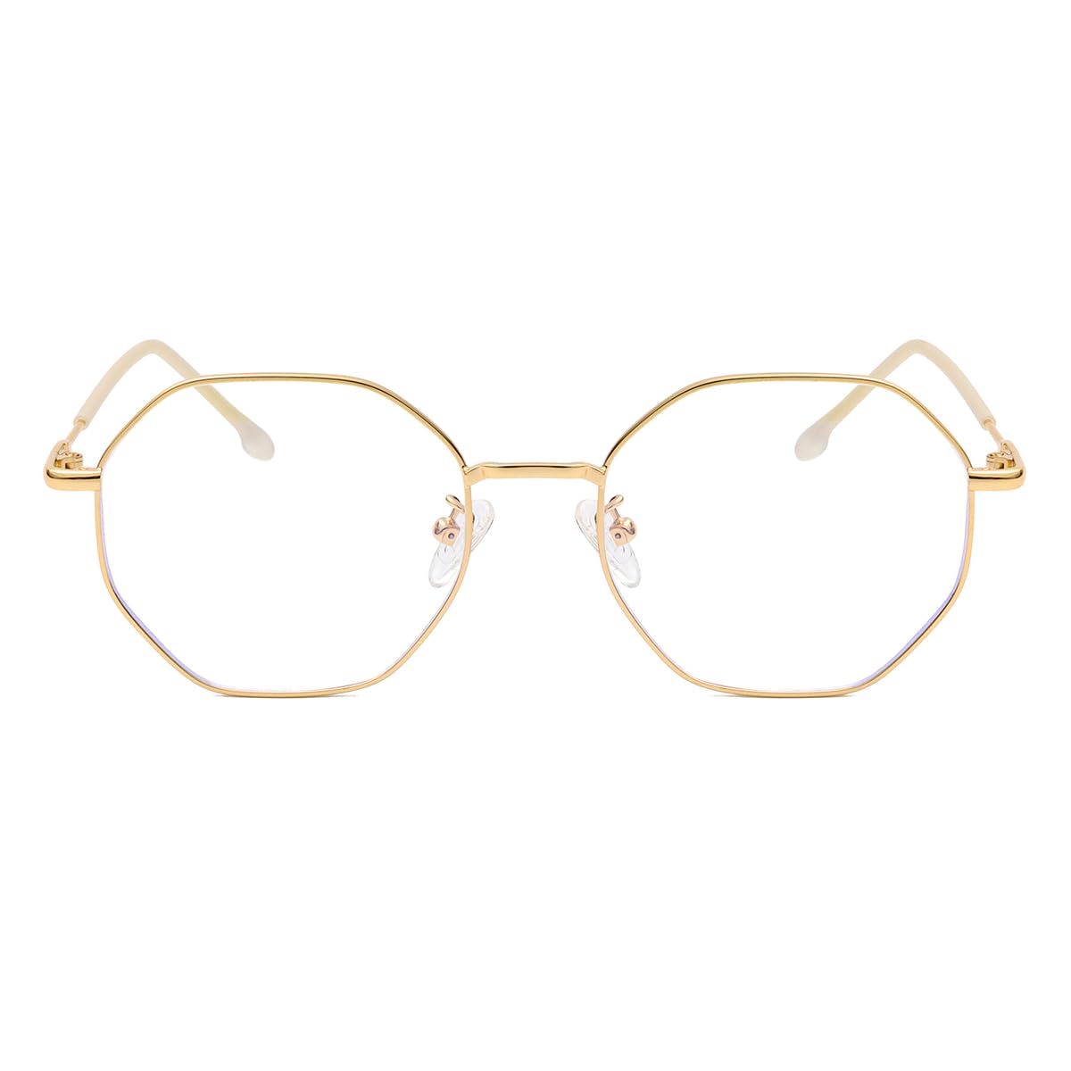 Gleyemor Blaulichtbrille für Damen und Herren, Vintage, achteckig, Metallrahmen, Computerbrille (Gold), Gold 2, lenswidth
