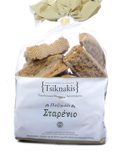 Tsiknakis Wholemeal Wheat Rusk with Leaven | Pure ingredients | No Preservatives | All Natural | Cretan Bread Rusks From our Island | 700g