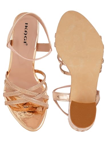 Image of IKAGI Women's Fashion Sandals | Faux Leather Comfortable and Stylish Heel | For Wedding Occasion| For Women & Girls