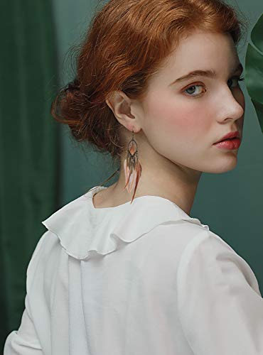 Kinimore 12 Pairs Women Feather Earrings Vintage Bohemian Earrings Long Drop Dangle Earrings Set With Dream Catcher Design Christmas Gift #TOP4