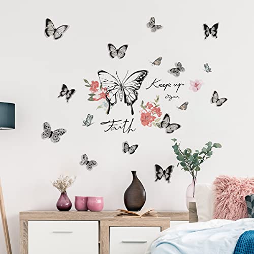 Alvinwin Butterfly Wall Decor Flower Vinyl Peel And Stick Big Wall Art Stickers Posters Decorations For Living Room Bedroom #TOP2