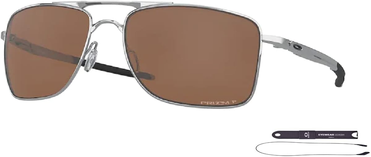 Oakley Gafas de sol rectangulares calibre 8 OO4124 para hombre + correa de paquete + kit de cuidado iWear de diseñador