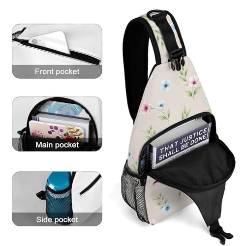 Fashion Chest Bag, Shoulder Bag, Dress Decor Sling Backpack, Casual Day Pack For Men And Women Floral Flowers4