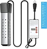 2000W Immersion Water Heater - Constant Temperature Electric Submersible Model with Stainless Steel Guard Cover and Built-in Digital LCD Thermometer
