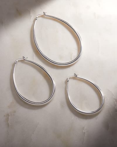 Milla Oval Hoop Earrings - Gold Hoops Or Silver Hoop Earrings For Women, 14K Gold Hoop Earrings & 925 Sterling Silver Earrings - Hypoallergenic & Lightweight (Sterling Silver Plated / 45 Mm - 1.8 In) #TOP4