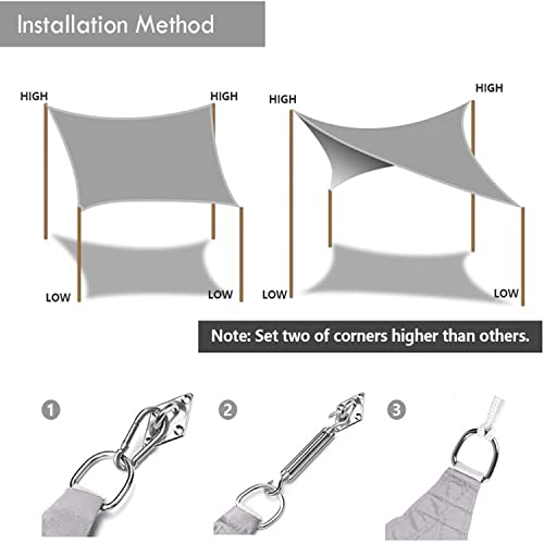 Voile d'ombrage auvent carré BrolEo 4x6m protection solaire extérieur - 7