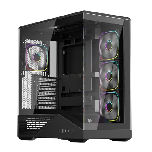 Gabinete para PC 1ST PLAYER GM7 ATX, Torre Media para Gaming con 4 Ventiladores ARGB PWM Preinstalados y Panel de Vidrio Templado, Negro miniatura 1