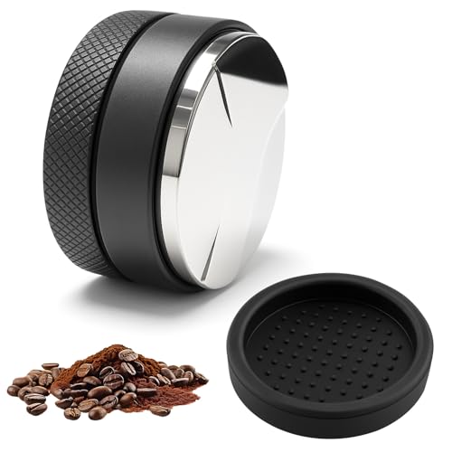 kelav Distributeur Cafe Moulu 58 mm, Niveleur en Acier Inoxydable 304, Distributeur de Café Espresso et Tamper, Outil de Nivellement de Café, Convient aux Bureaux et aux Cafés
