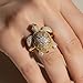 icedout 0.50 Ct Round Diamond Art Deco Ocean Animal Turtle Shape Micro Pave Milgarin Cluster Wedding Engagement Ring For Women 14K Yellow Gold Plated 925 Sterling Silver Handmade Anniversary Ring