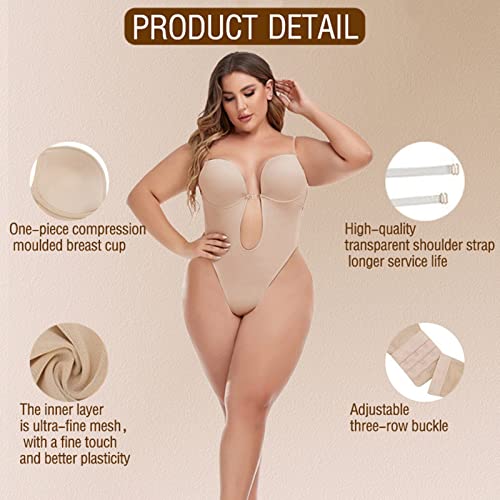 Invishaper - Plunge Backless Body Shaper Bra Full Bodysuit Shapewear For Women Seamless Thong Dupes Shapewear #TOP6