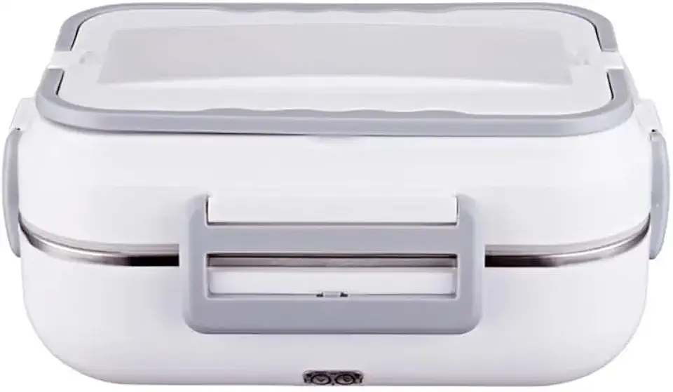 Marmita Elétrica Térmica Inox 3 Divisórias 12V Veicular 110-220V Portátil Bivolt Aquecimento Rápido Vedação Fácil Limpeza Trava Carro Viagem Trabalho (Branca)