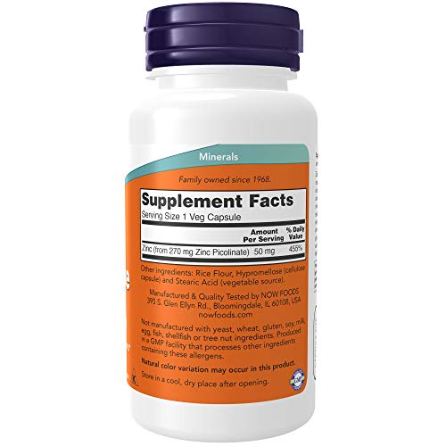 NOW Supplements, Zinc Picolinate 50 mg, Supports Enzyme Functions*, Immune Support*, 120 Veg Capsules - Image 3