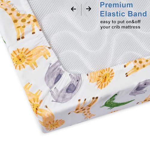 Image of TILLYOU Baby Crib Sheets for Boys Girls, Super Soft Toddler Bed Sheets, 2 Pack Sheets for Standard Crib Mattress 28x52in, African Steppe