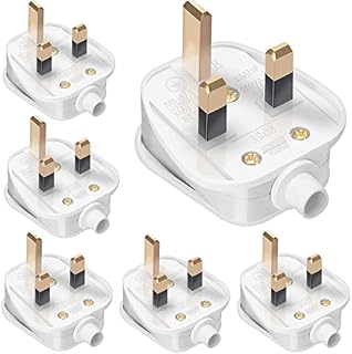 6 Pack 3 Pin Plug 13 Amp Plugs Fused Mains Plugs UK Plug White