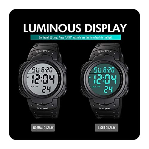 image for CakCity Digital Sport Watches for Men Waterproof 100M Wrist Watches wi