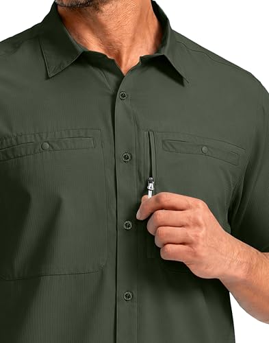 Image of G Gradual Men's Fishing Shirts with Zipper Pockets UPF 50+ Lightweight Cool Short Sleeve Button Down Shirts for Men Hiking