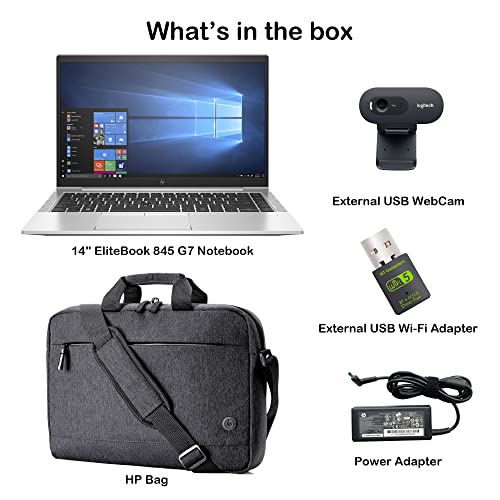 Image of HP New EliteBook 845 G7 14 inch FHD IPS (16GB RAM, 1TB PCIe SSD, AMD 6-Core Ryzen 5 Pro 4650U (Beat i7-1165G)) Business Laptop Bundle with Bag+WiFi+Webcam, Windows 10 Pro /Win 11 Pro