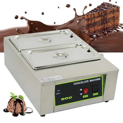 WhFKLca Maquina para Derretir Chocolate EléCtrica Comercial | MáQuina Profesional De Templado De Chocolate con Control Digital | Capacidad De 8/12 Kg | 0-194 ℉ Ajustable | 1000 W 2-Tank