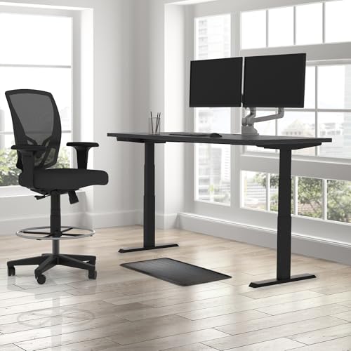 Image of Lift It 60 inchx24 inch Electric Standing Desk - Extended Height Range (26 inch-52 inch), Dual Motor Sit Stand Desk, 4 Memory Presets, USB Charging, Commercial Grade (Charcoal Strand Top /Black Frame)