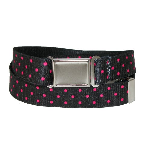 CTM Women's Plus Size No Show Buckle Stretch Belt with Polka Dots2