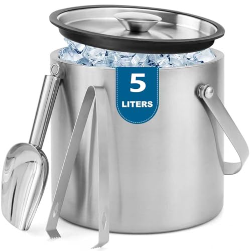Berverra 5L Insulated Ice Bucket for Party,Portable Large Capacity Ice